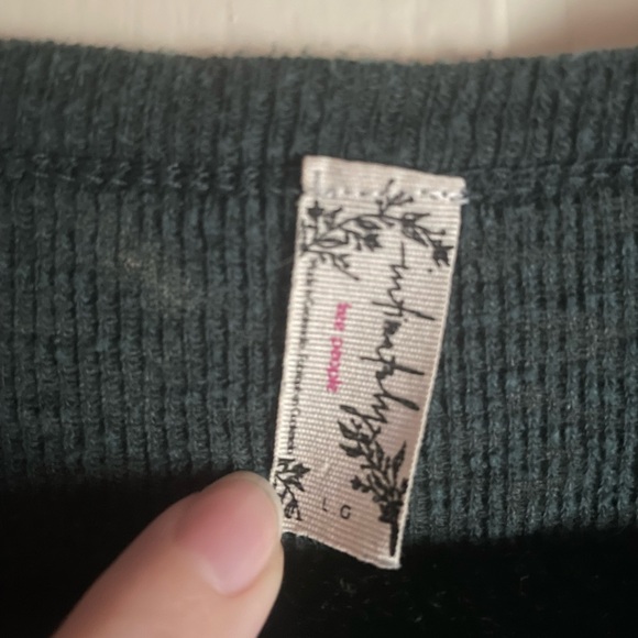 Intimately Free People Boundary Long Sleeve Layering Tee size Large Dark Green - Picture 4 of 5
